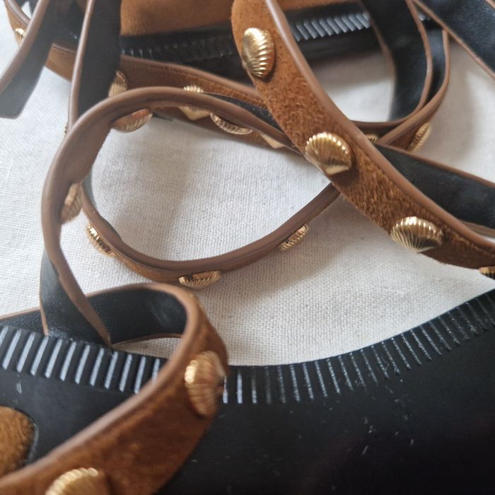 Zara sandały płaskie 40 zamszowy skora naturalna