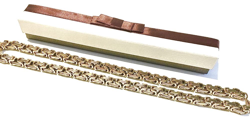 Złoty męski łańcuszek splot królewski •wybita próba pozłacany 0,750