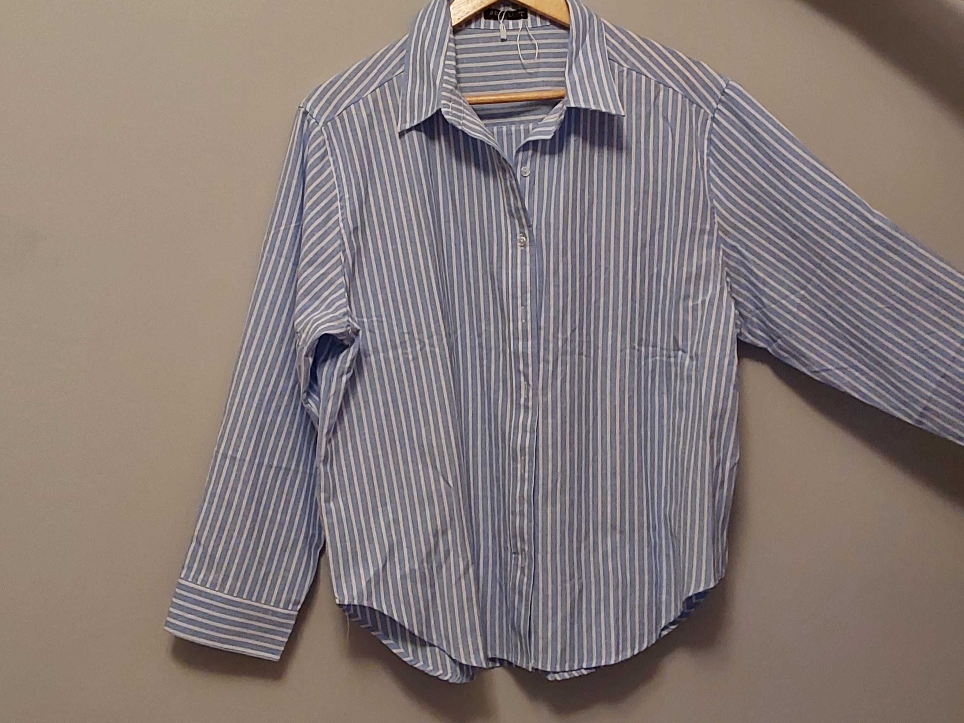 Camisa mulher azul claro  e branco de algodão da Boteli