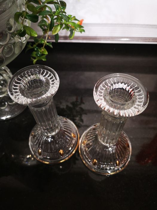 Świeczniki Oliwia stare szkło Ząbkowice PRL