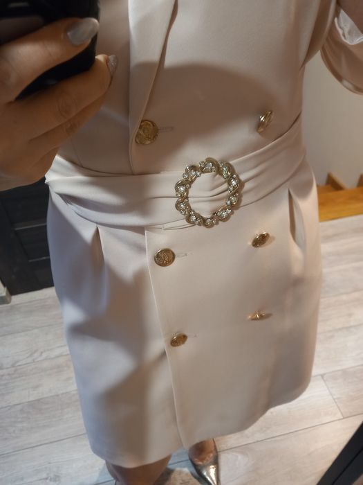 Sukienka elegancka wizytowa 38 M brudny róż, pastelowa
