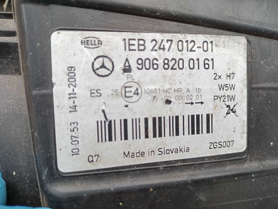 Lampa lewa prawa przód Mercedes Sprinter 906 W906, 2006-  Europa