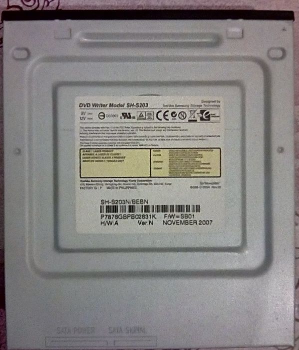 Samsung DVD WRITER SHS203 drive óptico Componente interno