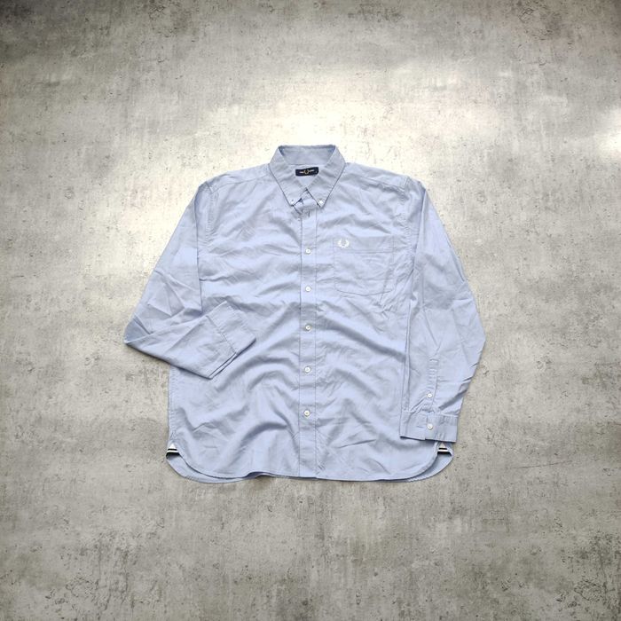 MĘSKA PREMIUM Luxury Elegancka Błękitna Koszula Kieszonka Fred Perry
