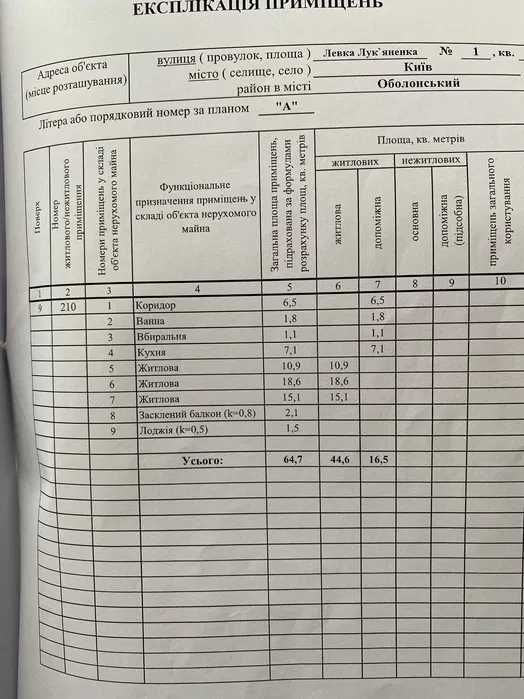 Продаж 3-к Оболонь Левка Лук`яненко 1 Терміново