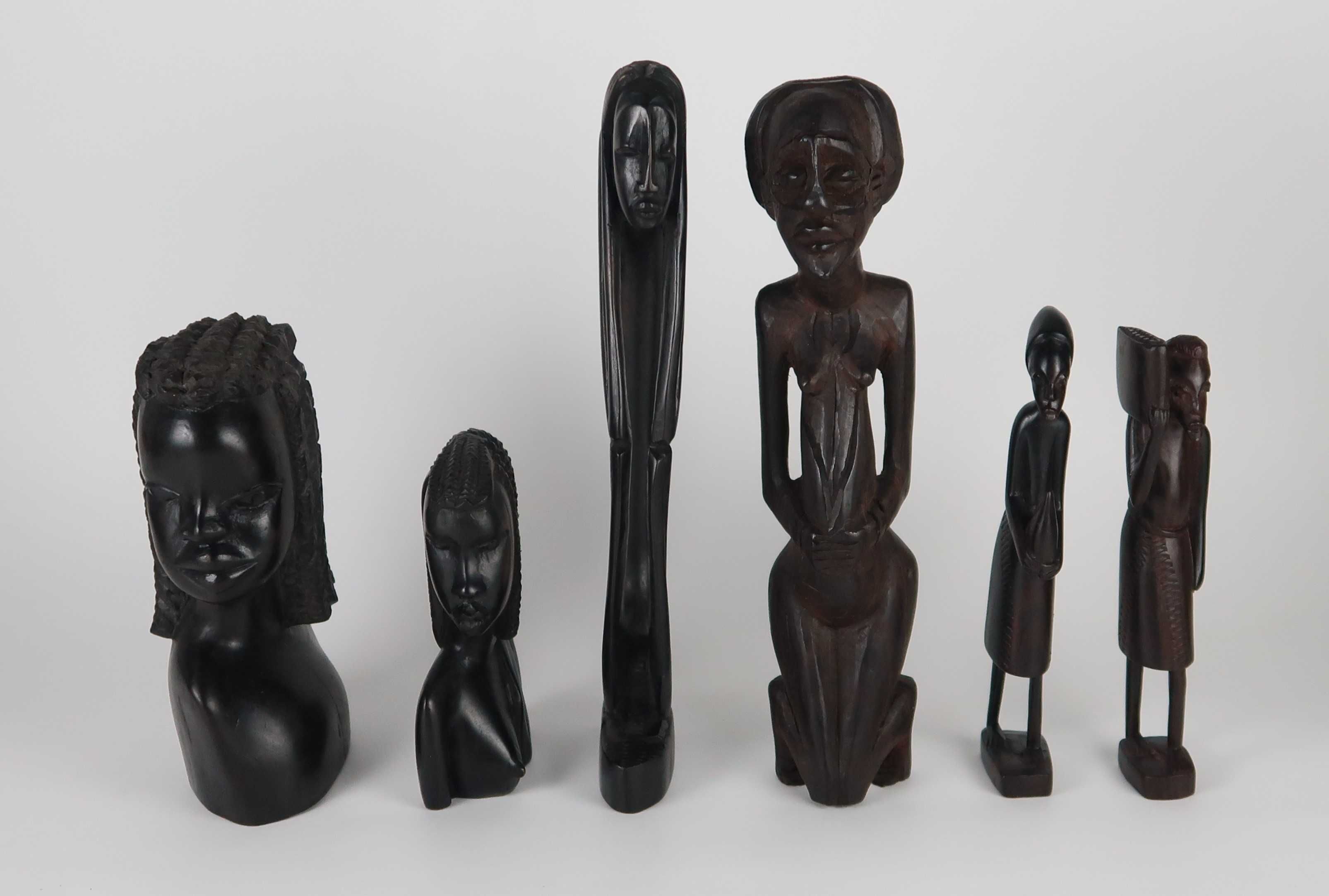 Conjunto de 6 esculturas em madeira - Arte Africa