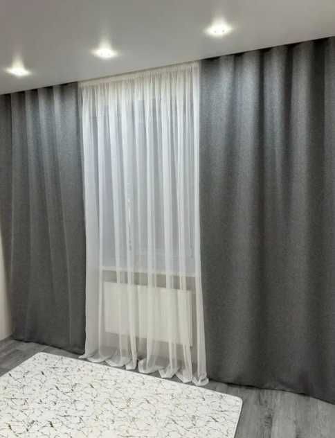 штори блекаут льон рогожка світло сірі