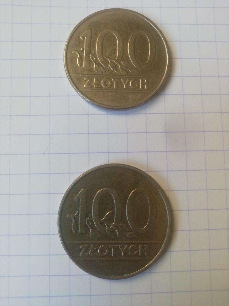 Moneta 100 zł 2 sztuki 1990 r.