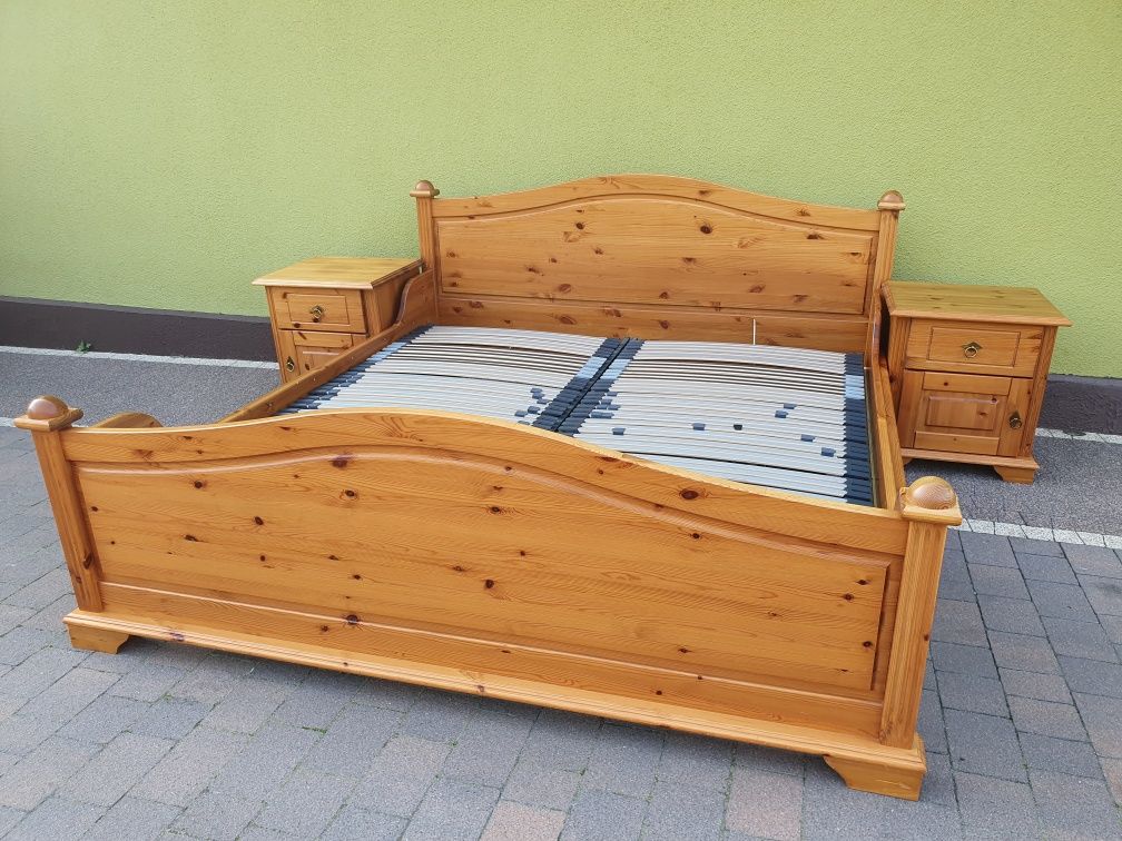 Łóżko sypialniane 180x200cm KOMPLET Rama 2x Stolik nocy 2x Stelaż 2x M