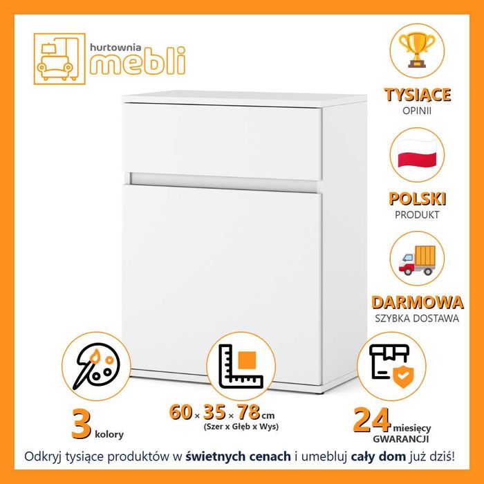 Komoda Kimi Nowoczesna 60cm Z Szufladą Pojemna Szafka Do Sypialni