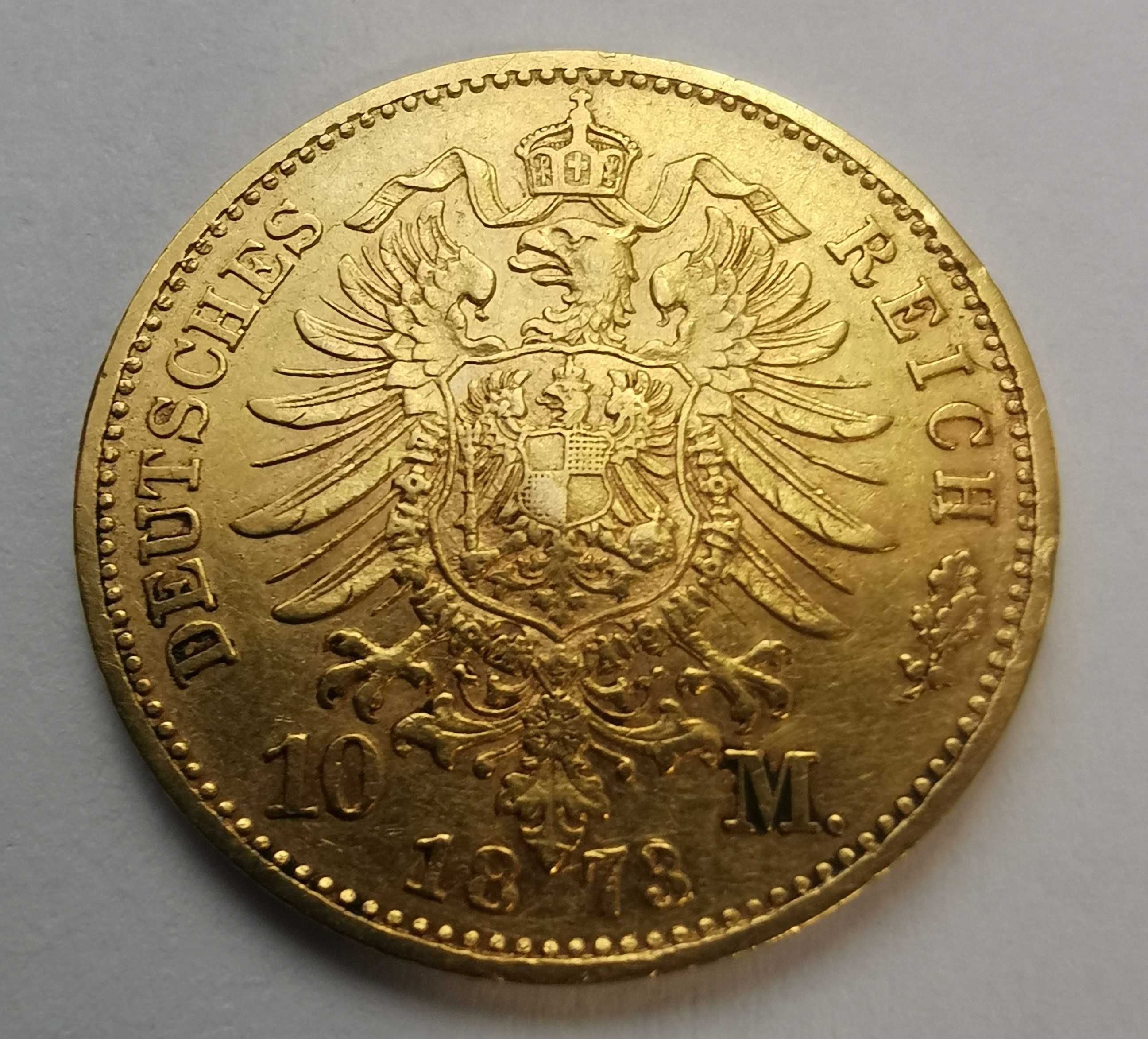 10 marek 1873 D Bawaria oryginalna złota moneta Niemcy