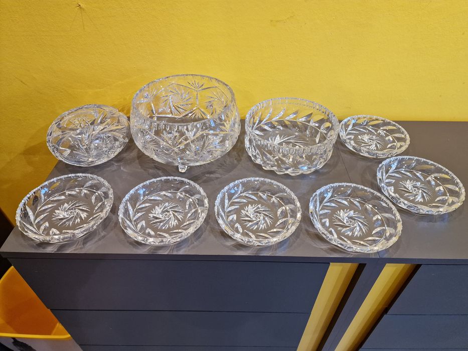 Kryształy PRL Kryształowe talerzyki i misy