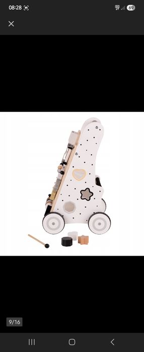 Drewniany Chodzik Pchacz Edukacyjny Interakcyjny KiddyMoon WK-001