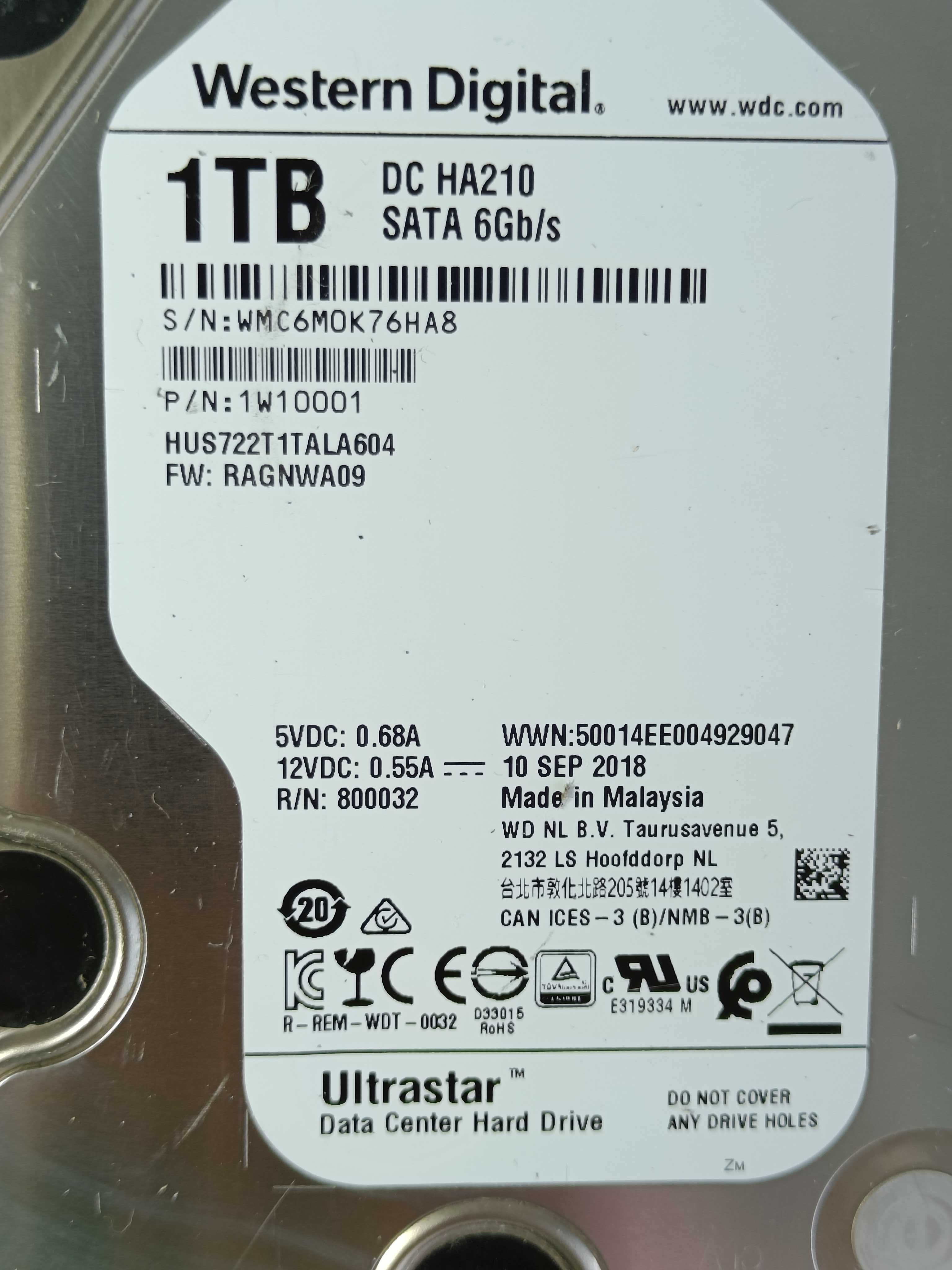 Хард Диск Western Digital Ultrastar DC HA210 1 TB 7200rpm 128mb CASH