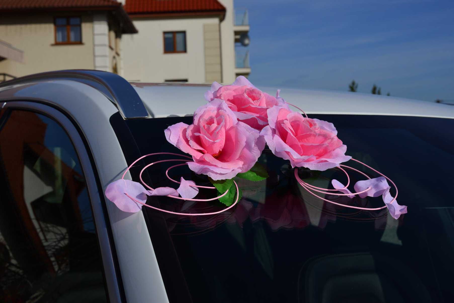 Piękne DUŻE róże dekoracja na samochód auto do ślubu.  321