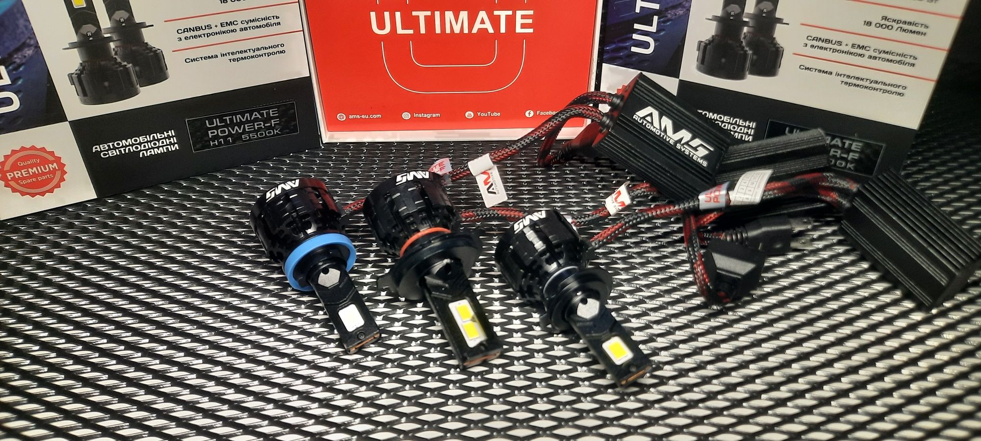 LED лампа AMS ULTIMATE POWER-F H11/Н7/ Н4/Нв3/Нв4 5500K CANBUS 12-24V