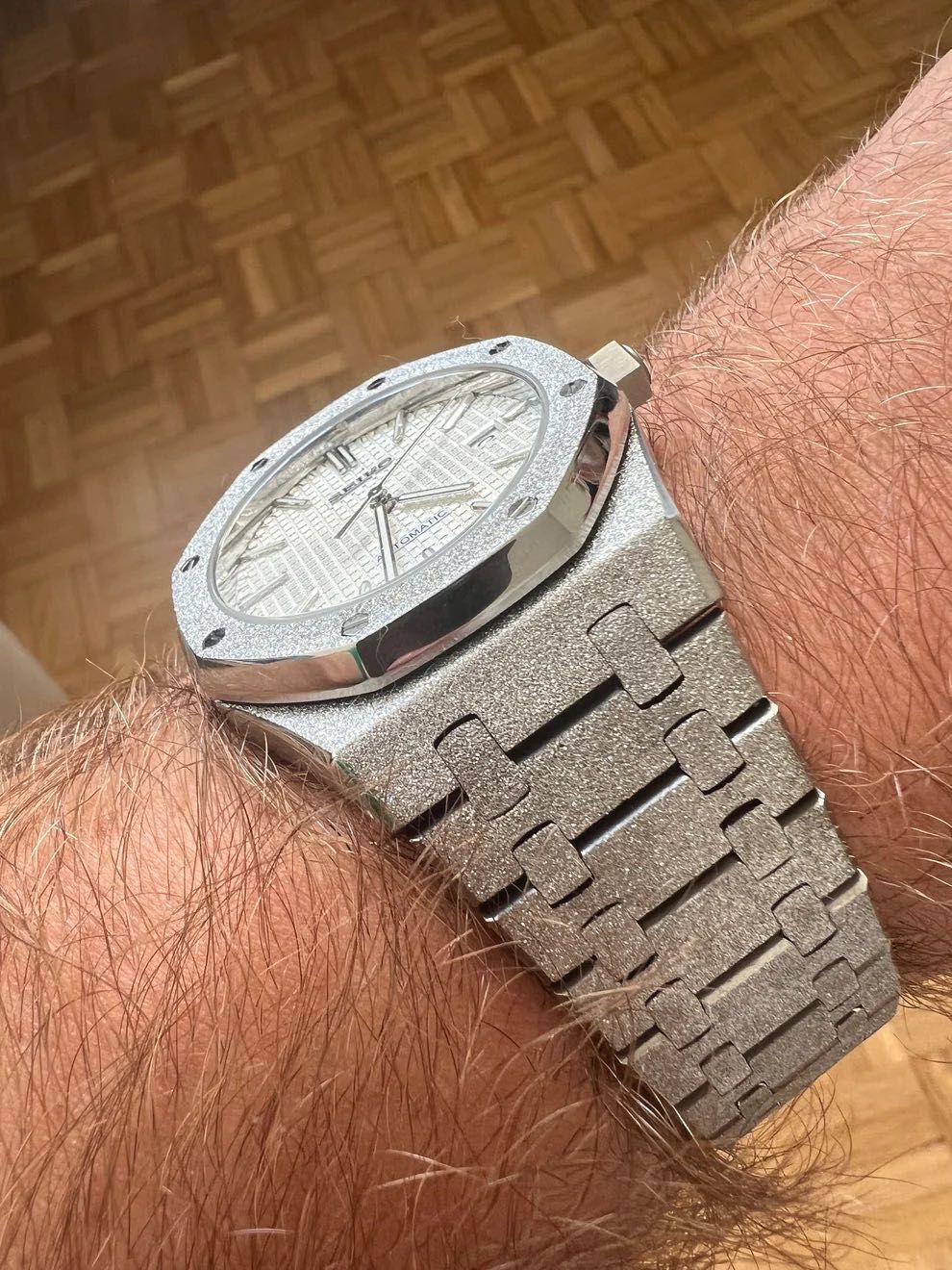 Zegarek Seiko Mod SEIKOAK biały royal oak kryształowy