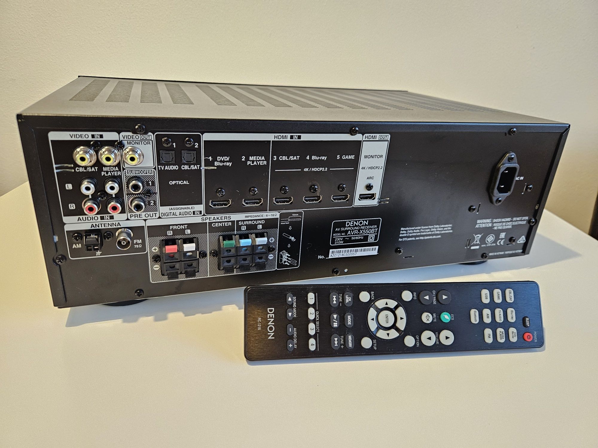 DENON AVR-X550bt 5.2 Bluetooth 4K Dolby Vision