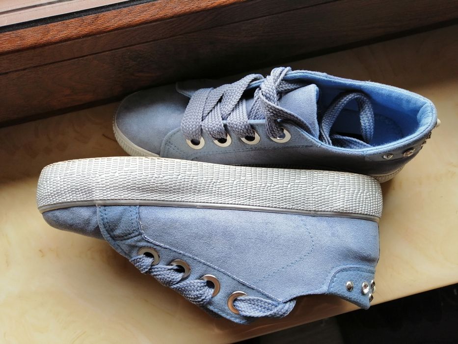 Trampki slip on błękitne srebrne swietna jakosc 39