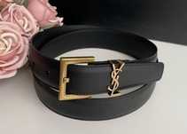Klasyczny pasek YSL Yves Saint Laurent Nowy czarny tanio