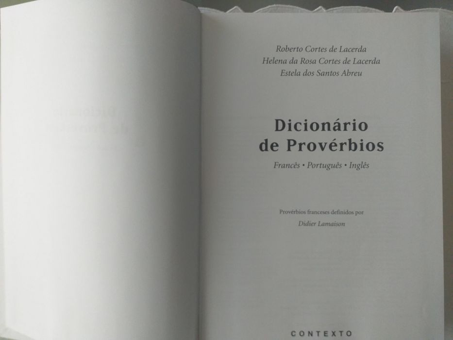 Dicionario de Provérbios *Português*Francês* Inglês.