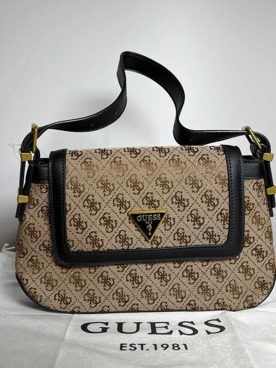 Сумка Guess Desideria коричневая с чёрным