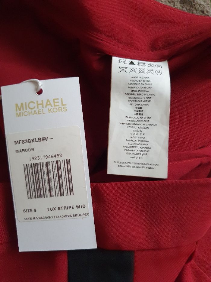 Damskie bordowe spodnie 3/4 Michael Kors - nowe, z metkami