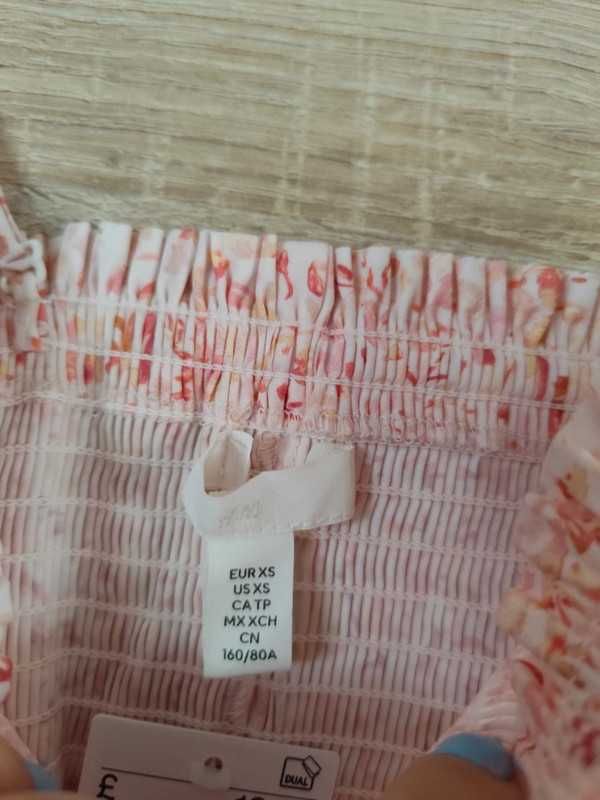midi śliczna sukienka w kwiatuszki guma na biuście xs H&M