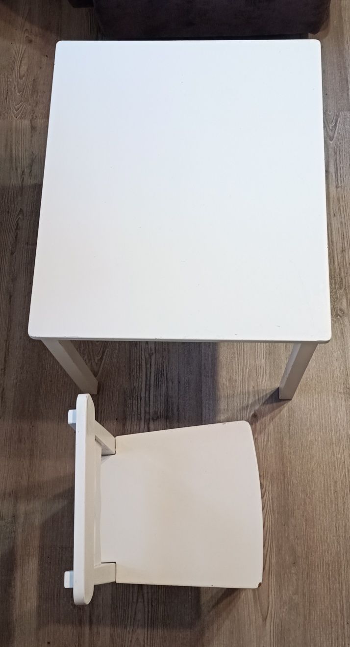 Zestaw dla dzieci IKEA leksvik stolik, stół+ krzesło, białe meble