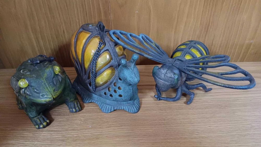 Conjunto de 3 lanternas de velas em ferro e vidro