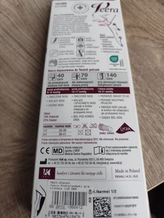 Podkolanówki przeciwzylakowe uciskowe firmy Veera