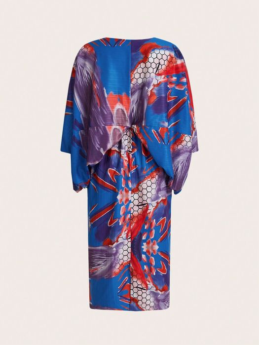 Sukienka Maxi Oversize Z Nietoperzowymi Rękawami Batwing M 38