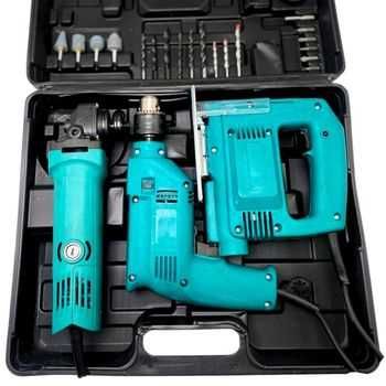 Болгарка Дрель, электро лобзик Набор инструментов 3 в 1 + сверла