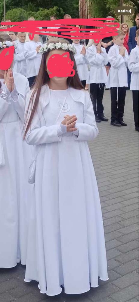 Alba komunijna dla dziewczynki z akcesoriami
