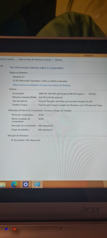 Portátil tatil Acer Aspire v5 11.6''