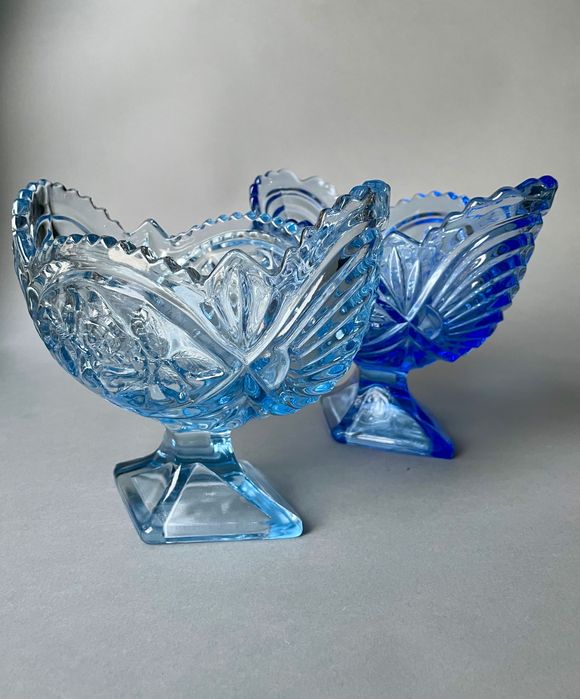 Żardiniera z różą kolorowe szkło PRL