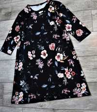 Ex moda Czarna sukienka w kwiaty M