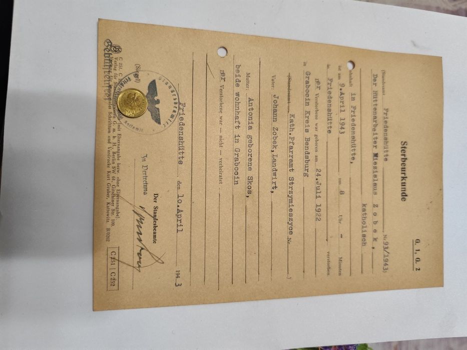 Stare niemieckie akty zgonu