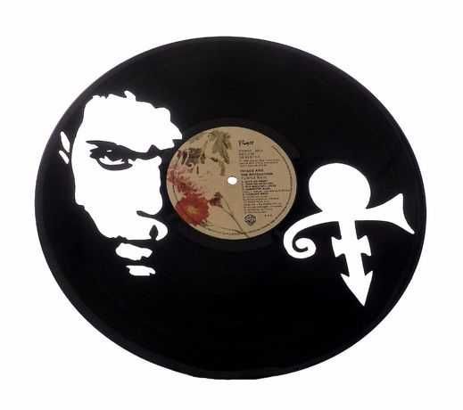 Silhueta decorativa Prince feita com um disco de vinil LP