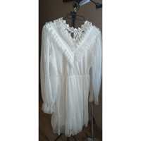 biała sukienka na podszewce S 36