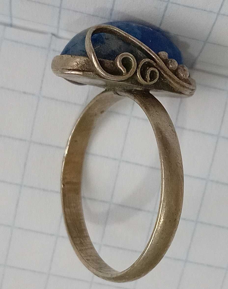 Кольцо перстень с камнем Лазурит Мельхиор СССР