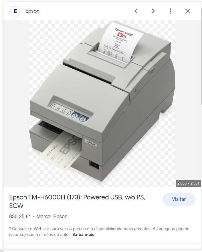 Vendo impressora para POS - EPSON TM-H6000II com scanner de imagem