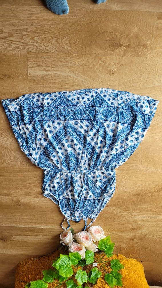 Sukienka letnia na ramiączka boho New Look biała niebieska krótka mini