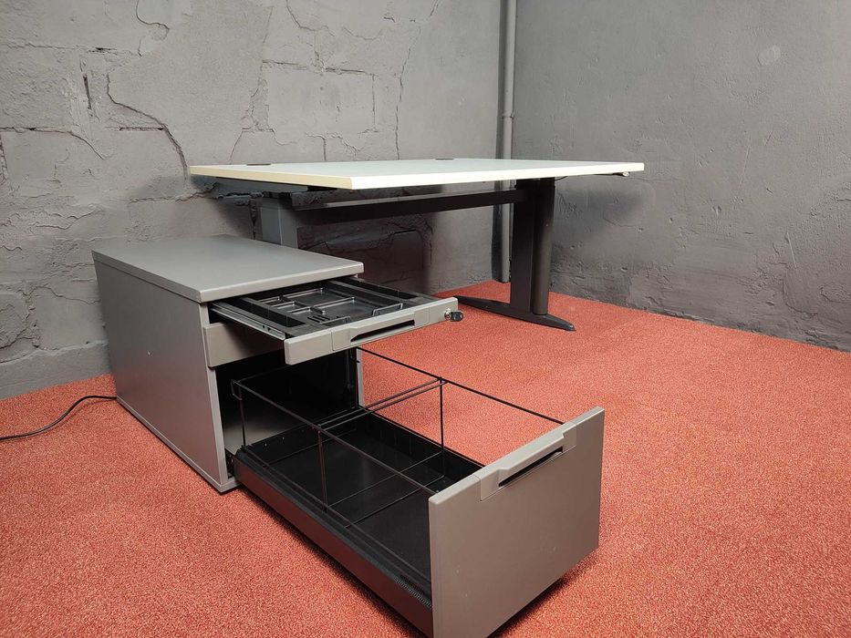 Biurko elektryczne szafka na kółkach zestaw pracy biurowej home office
