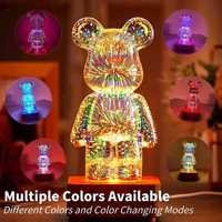 Світлодіодний нічний світильник ведмедик 3D лампа проектор 7 кольорів