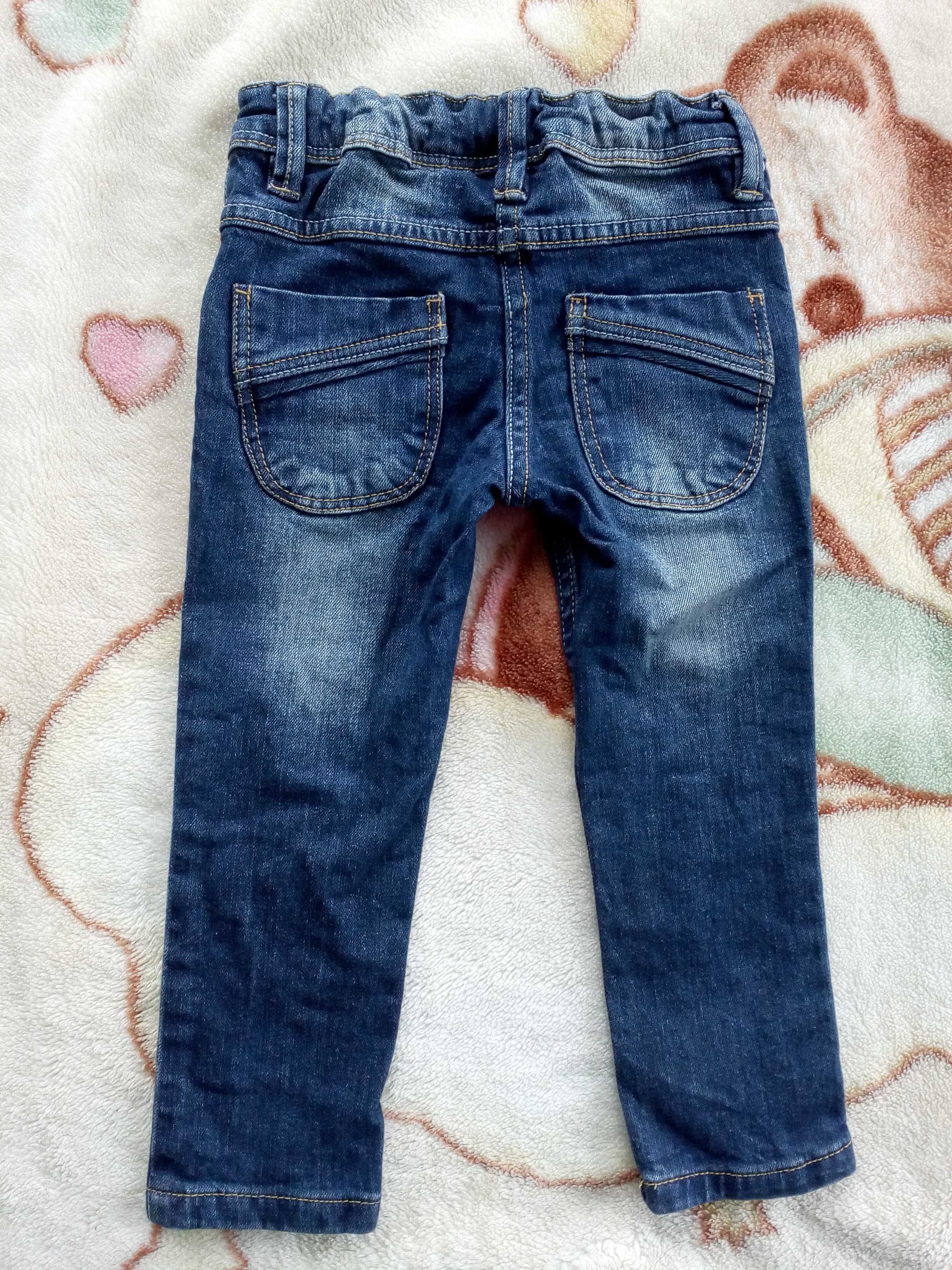 Spodnie jeansowe Impidimpi 98 guzik w kwiatki jeansy jak nowe