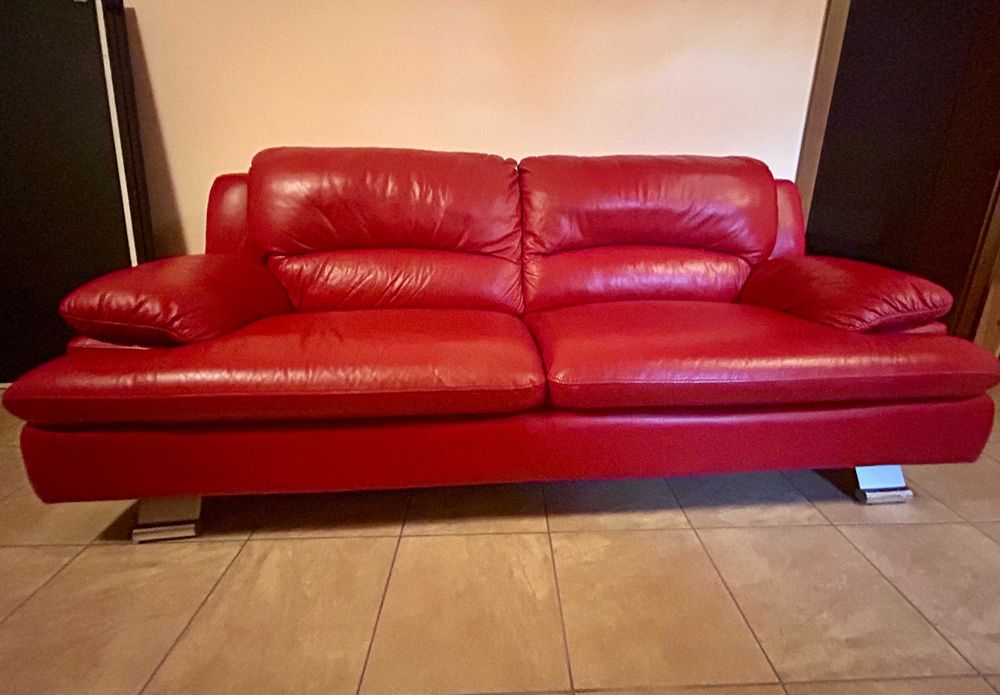 kanapa skórzana plus dwa fotele