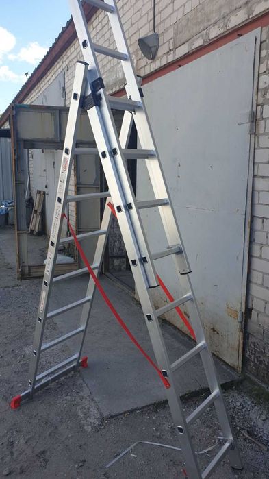 Лестница алюминиевая 3-х секц 3х6 3х7 3х8 3х9 3х10 3х12 3х14 Драбина