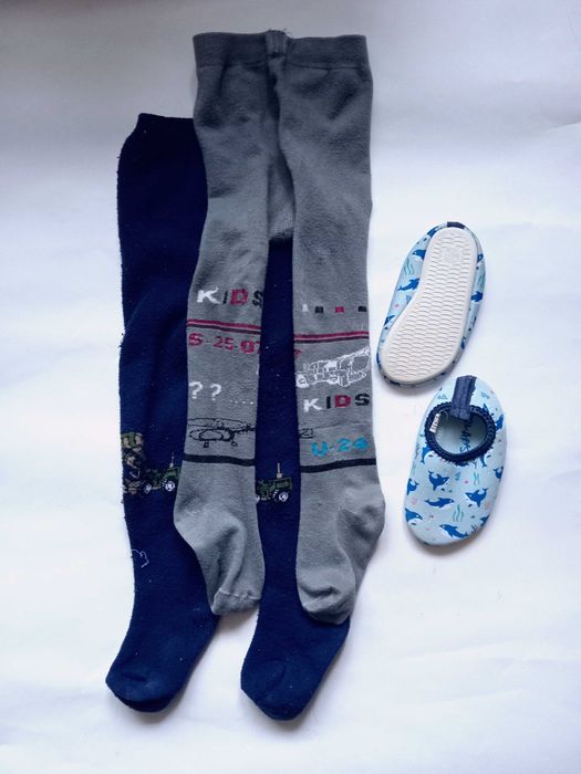 Тапочки пинетки р21 с твердой подошвой и колготки до года в подарок)