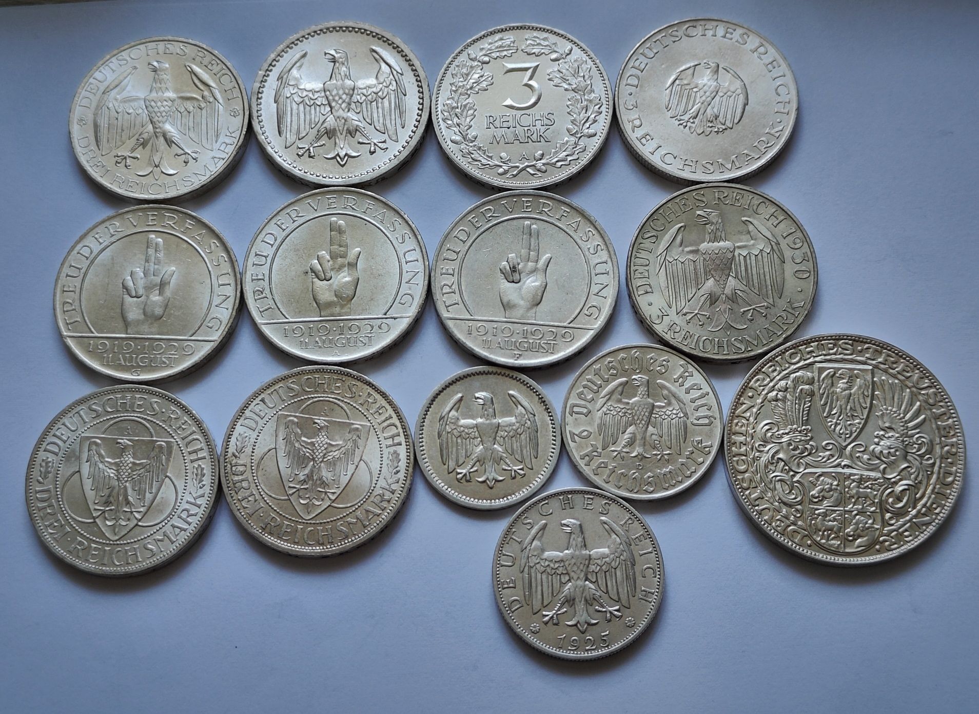 Монети Веймара 3 марки 1924,1925,1929,1930рр